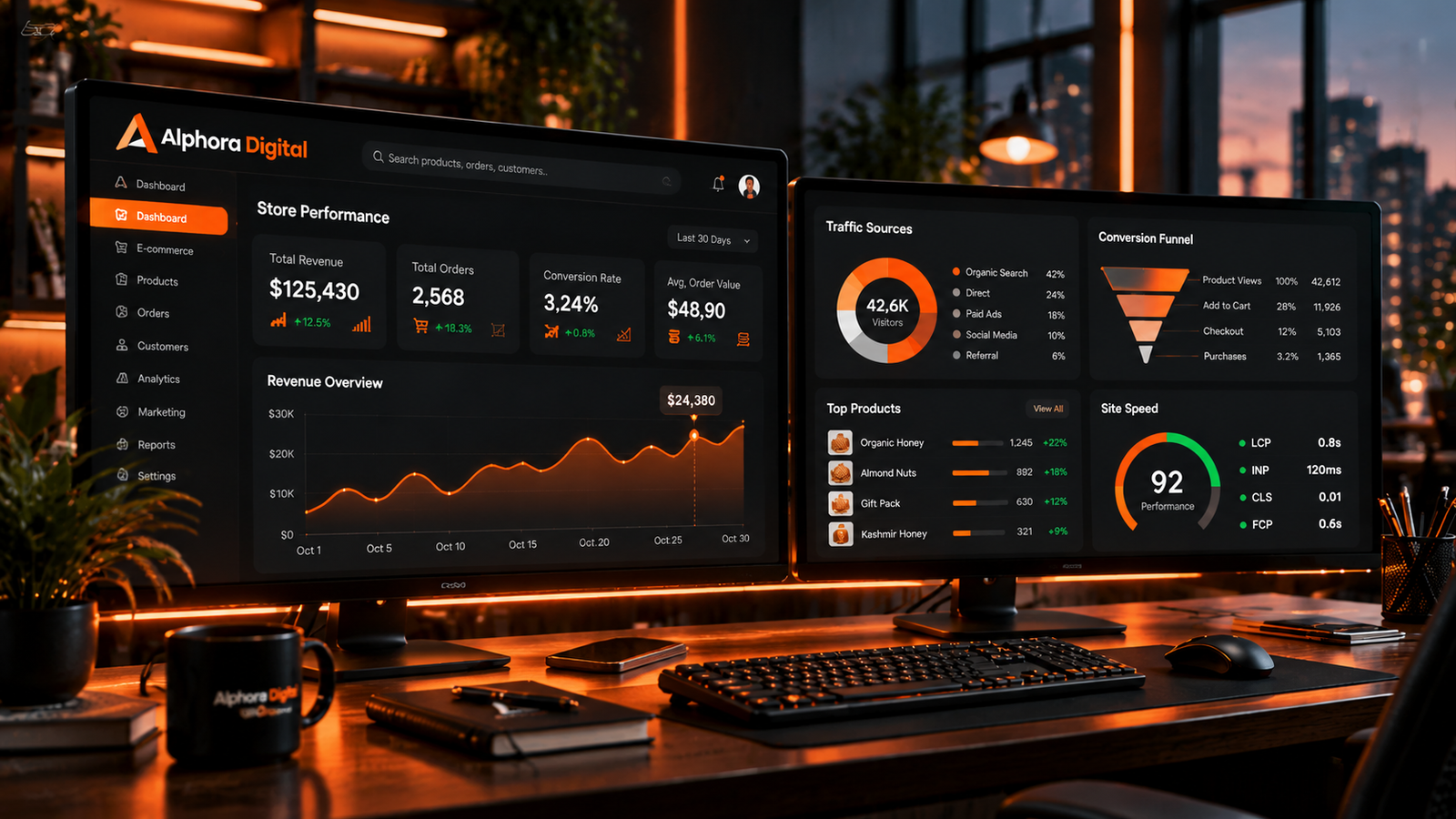 Alphora Digital Analytics Workspace Displaying E-Commerce Metrics